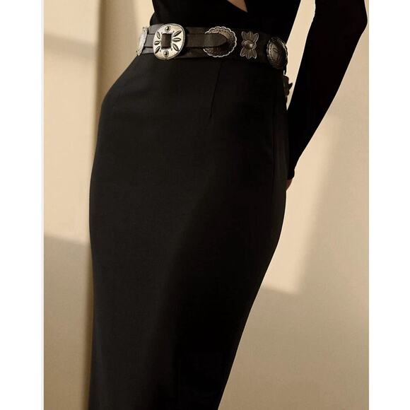 Ralph Lauren Collection Purple Label Wool Cashmere Black Maxi Pencil Skirt 0 XS - Picture 5 of 16